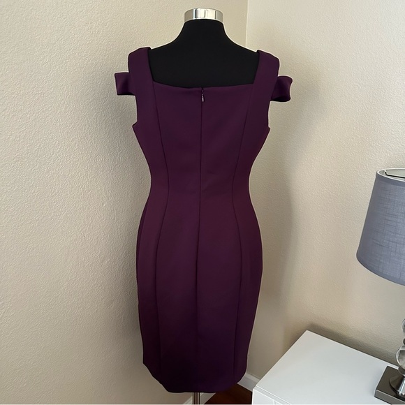 Calvin Klein Go Red Cold-Shoulder Plum Sheath Midi Dress Size 12 - Picture 7 of 12